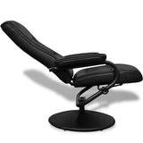 TV Armchair with Footstool Black Faux Leather - Side View