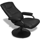 TV Armchair with Footstool Black Faux Leather - 45-Degree Angle
