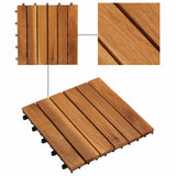 10 pcs Acacia Decking Tiles 30 x 30 cm Vertical Pattern - 45-Degree Angle