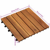 Decking Tile 10 pcs Brown 30 x 30 cm Acacia Hardwood - Close-Up Angle