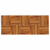 Decking Tile 10 pcs Brown 30 x 30 cm Acacia Hardwood - Side View