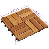 Decking Tile 10 pcs Brown 30 x 30 cm Acacia Hardwood - Close-Up Angle