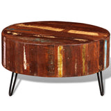 Coffee Table Solid Reclaimed Wood Round - Top-Down View