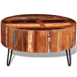 Coffee Table Solid Reclaimed Wood Round - Rear View