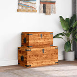 Storage Chest Set 2 Pieces Rough Mango Wood - Top-Down View