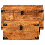 Storage Chest Set 2 Pieces Rough Mango Wood - 45-Degree Angle