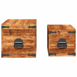 Storage Chest Set 2 Pieces Rough Mango Wood - Close-Up Angle