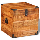Storage Chest Cubic Rough Mango Wood - Front View