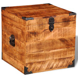 Storage Chest Cubic Rough Mango Wood - Side View