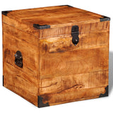 Storage Chest Cubic Rough Mango Wood - 45-Degree Angle