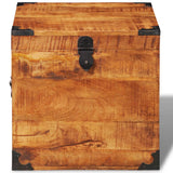 Storage Chest Cubic Rough Mango Wood - Rear View