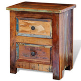 Nightstand with 2 Drawers Solid Reclaimed Wood - Front View