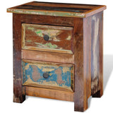 Nightstand with 2 Drawers Solid Reclaimed Wood - Side View