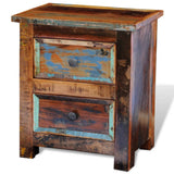 Nightstand with 2 Drawers Solid Reclaimed Wood - Top-Down View