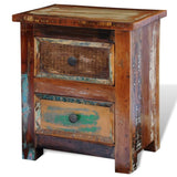 Nightstand with 2 Drawers Solid Reclaimed Wood - 45-Degree Angle