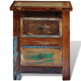 Nightstand with 2 Drawers Solid Reclaimed Wood - Rear View
