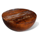 Coffee Table Bowl-shaped with Steel Base Solid Reclaimed Wood - Front View