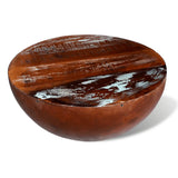 Coffee Table Bowl-shaped with Steel Base Solid Reclaimed Wood - Side View