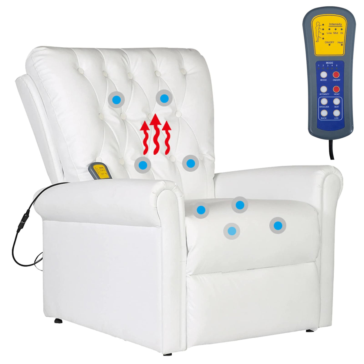 Electric Massaging Chair Cream white 78 x 148 x 71 cm