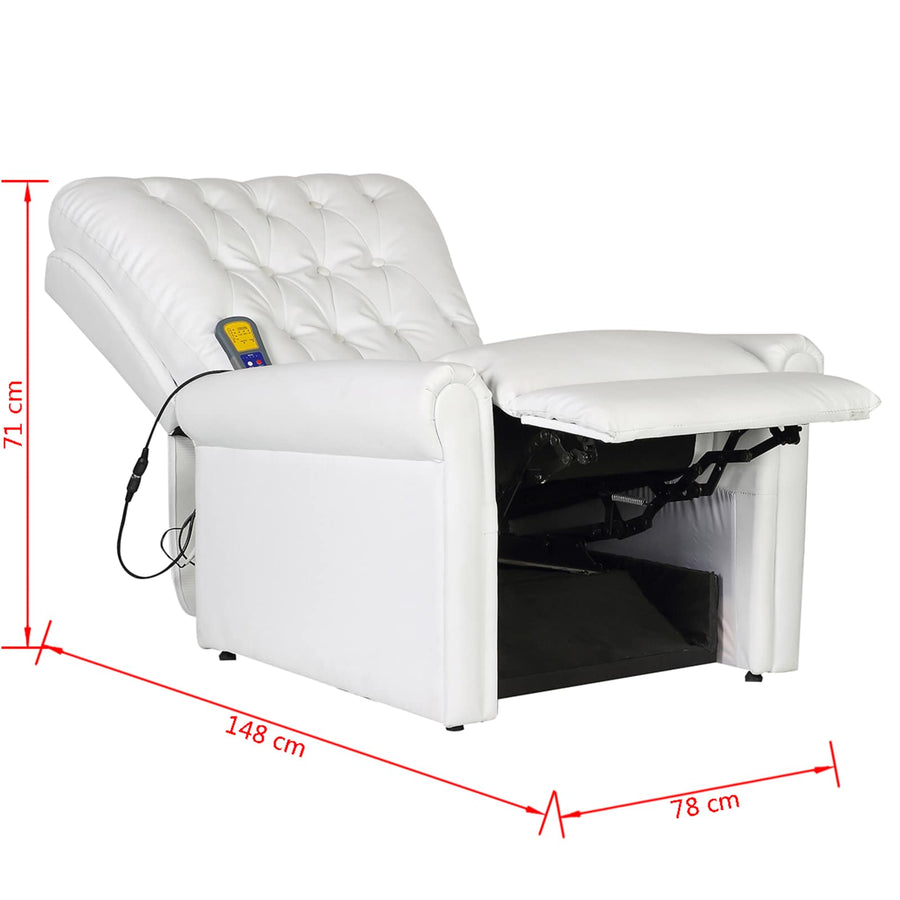 Electric Massaging Chair Cream white 78 x 148 x 71 cm