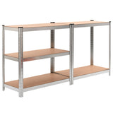 5-Layer Heavy-duty Shelves 10 pcs Silver Steel&Engineered Wood - Front View