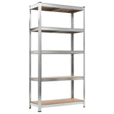 5-Layer Heavy-duty Shelves 10 pcs Silver Steel&Engineered Wood