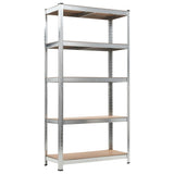 5-Layer Heavy-duty Shelves 2 pcs Silver Steel&Engineered Wood - Side View