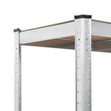 5-Layer Heavy-duty Shelves 2 pcs Silver Steel&Engineered Wood - Close-Up Angle