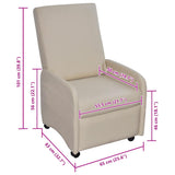 Folding Armchair Cream Faux Leather - 45-Degree Angle