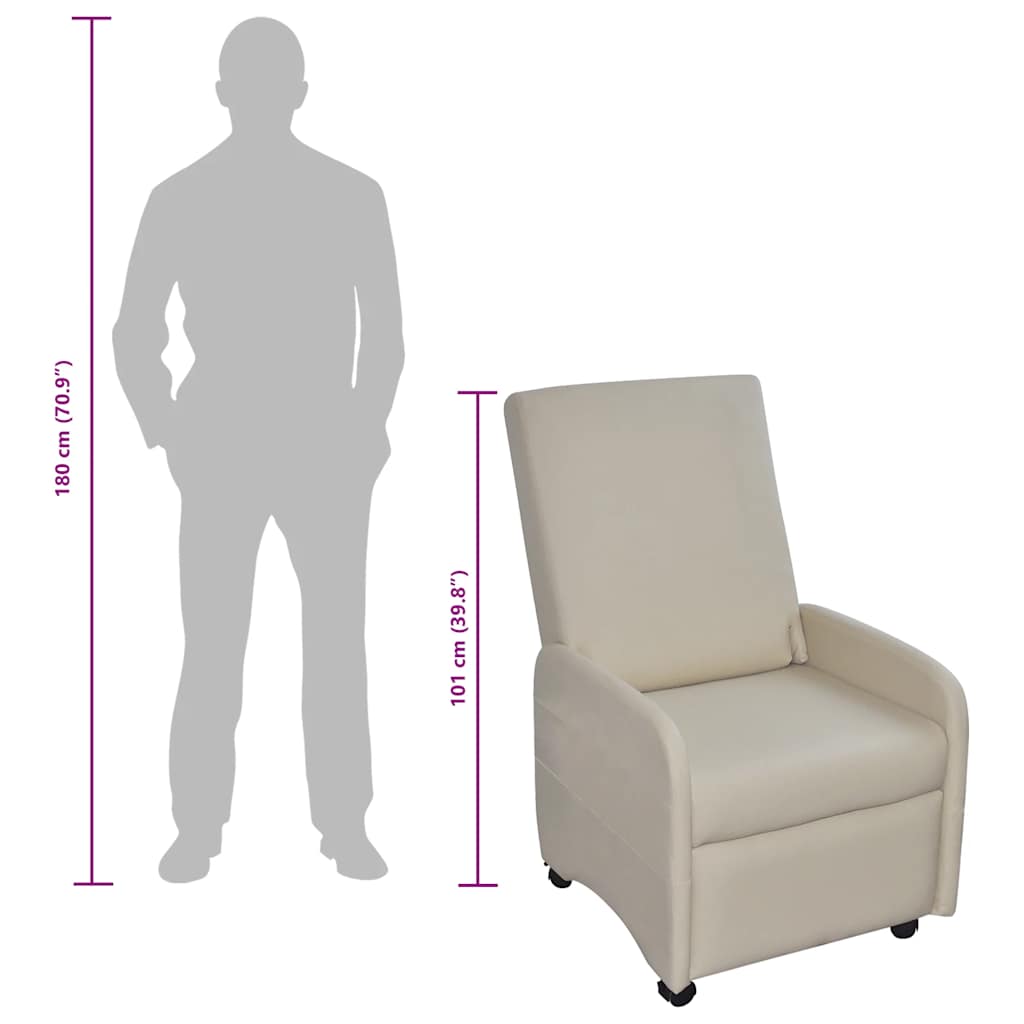Folding Armchair Cream Faux Leather