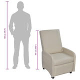 Folding Armchair Cream Faux Leather