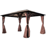 Gazebo with Curtain Brown Aluminium 400 x 300 cm - Front View