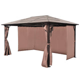 Gazebo with Curtain Brown Aluminium 400 x 300 cm - Top-Down View