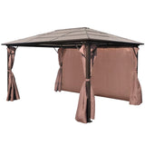 Gazebo with Curtain Brown Aluminium 400 x 300 cm - 45-Degree Angle