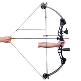 Adult Compound Bow with Accessories and Fiberglass Arrows - Front View