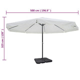 Aluminium Garden Parasol with Portable Base White - Extra Image