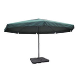 Aluminium Garden Parasol with Portable Base Green - Front View