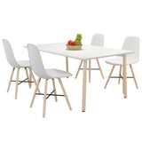 White Dining Set 1 Rectangular Table with 4 Armless Chairs - Front View