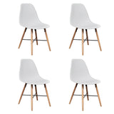 White Dining Set 1 Rectangular Table with 4 Armless Chairs - Side View