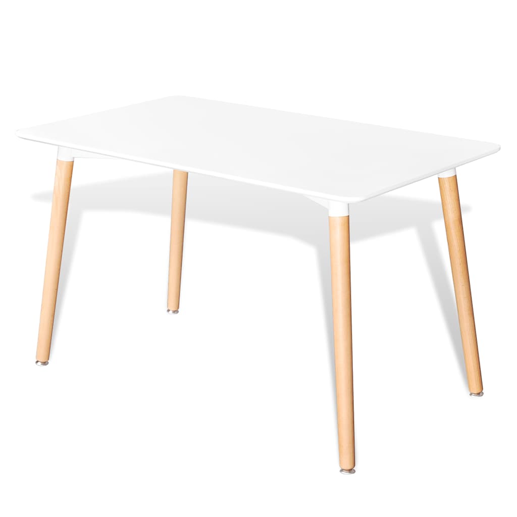 White Dining Set 1 Rectangular Table with 4 Armless Chairs