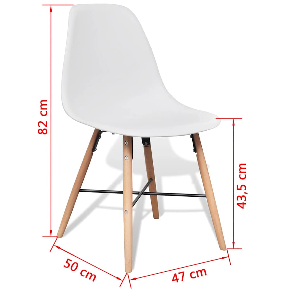 White Dining Set 1 Rectangular Table with 4 Armless Chairs
