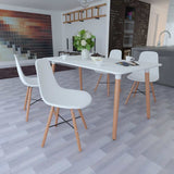 White Dining Set 1 Rectangular Table with 4 Armless Chairs