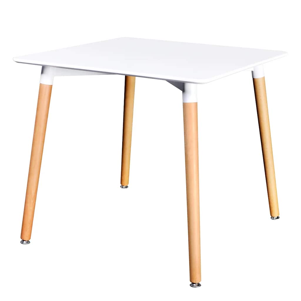 White Dining Set 1 Square Table with 4 Armless Chairs