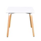 White Dining Set 1 Square Table with 4 Armless Chairs - Top-Down View