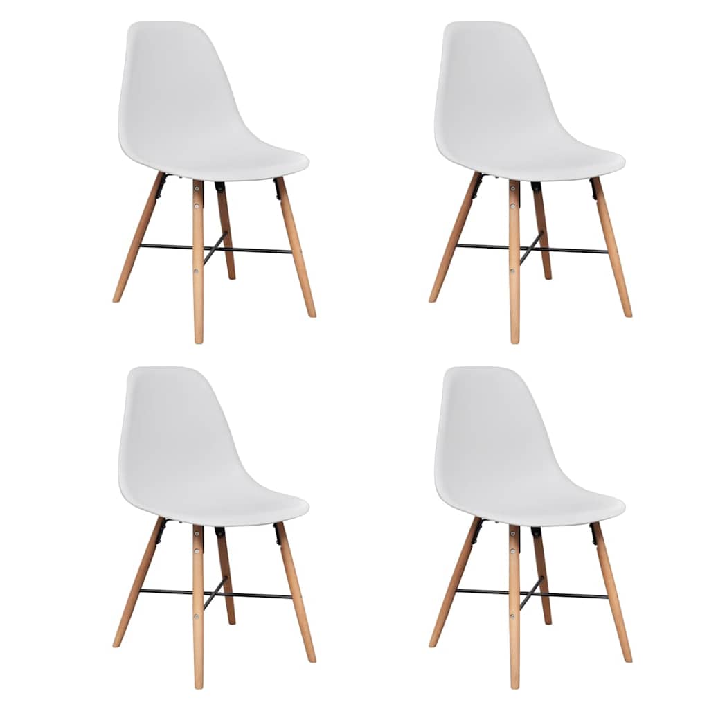 White Dining Set 1 Square Table with 4 Armless Chairs