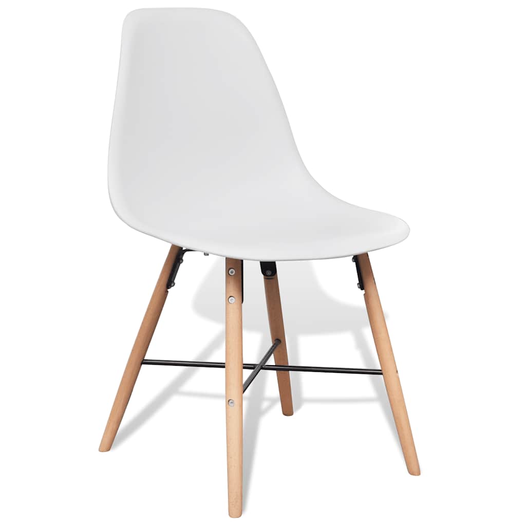 White Dining Set 1 Square Table with 4 Armless Chairs