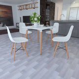 White Dining Set 1 Square Table with 4 Armless Chairs