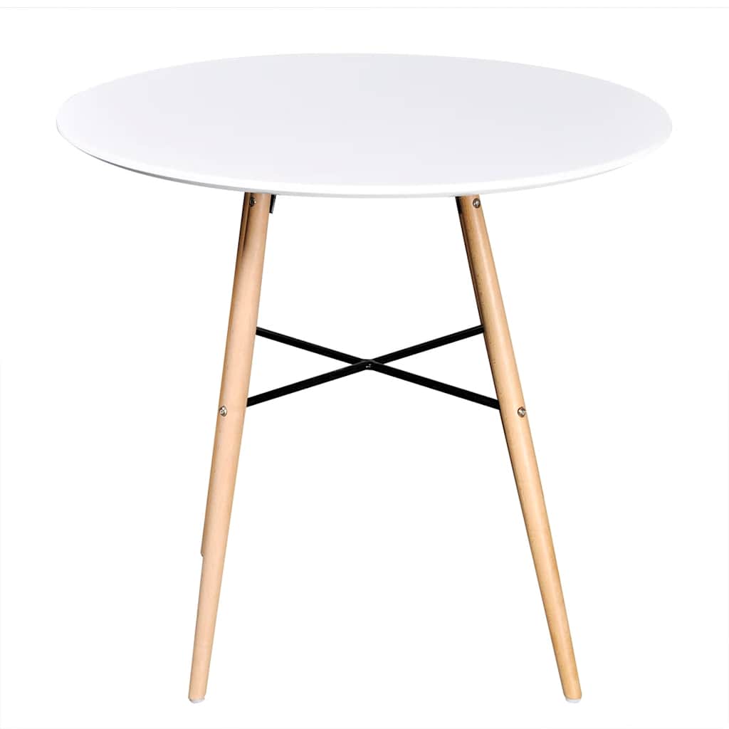 White Dining Set 1 Round Table with 2 Armless Chairs