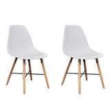 White Dining Set 1 Round Table with 2 Armless Chairs - 45-Degree Angle