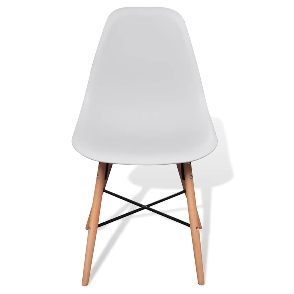 White Dining Set 1 Round Table with 2 Armless Chairs